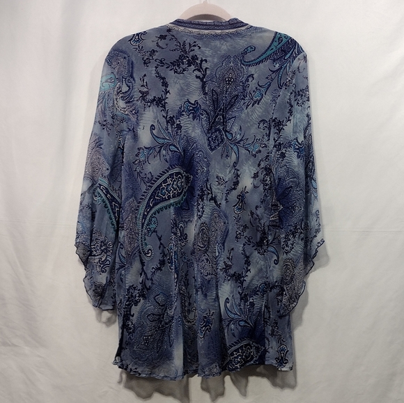 Avenue Parsley Silk Tunic Women's 18/20 Blue Floral Lined Retro 90s Y2K - Picture 7 of 9